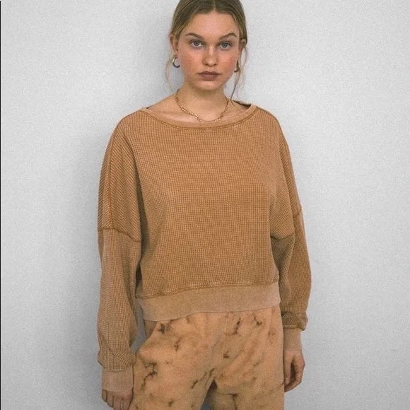 Urban Outfitters Out From Under Luciana Waffle Knit Long Sleeve Top Size L - Picture 1 of 5